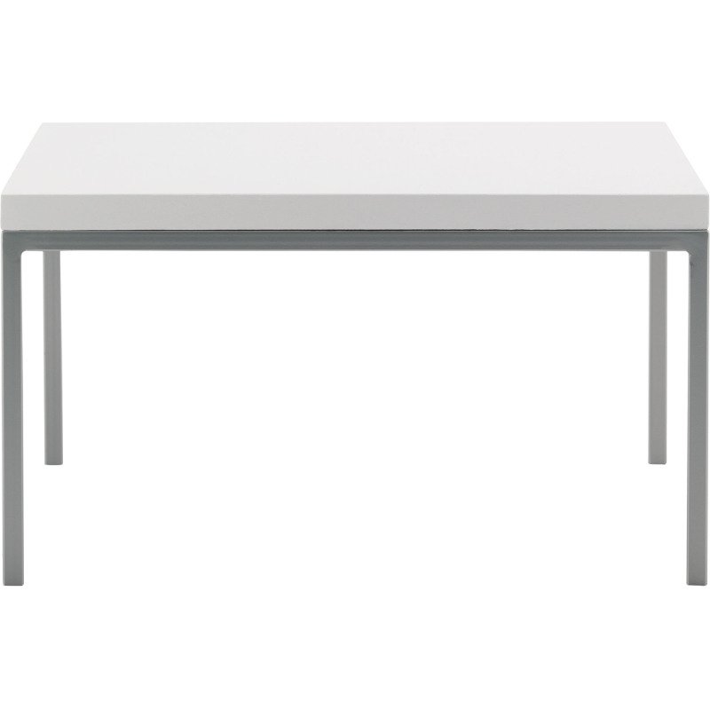 Table basse carré Astria H 35.5 cm plateau blanc piétement chromé