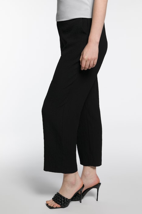 7/8-Marlenehose, Struktur, weites Bein, Komfortbund