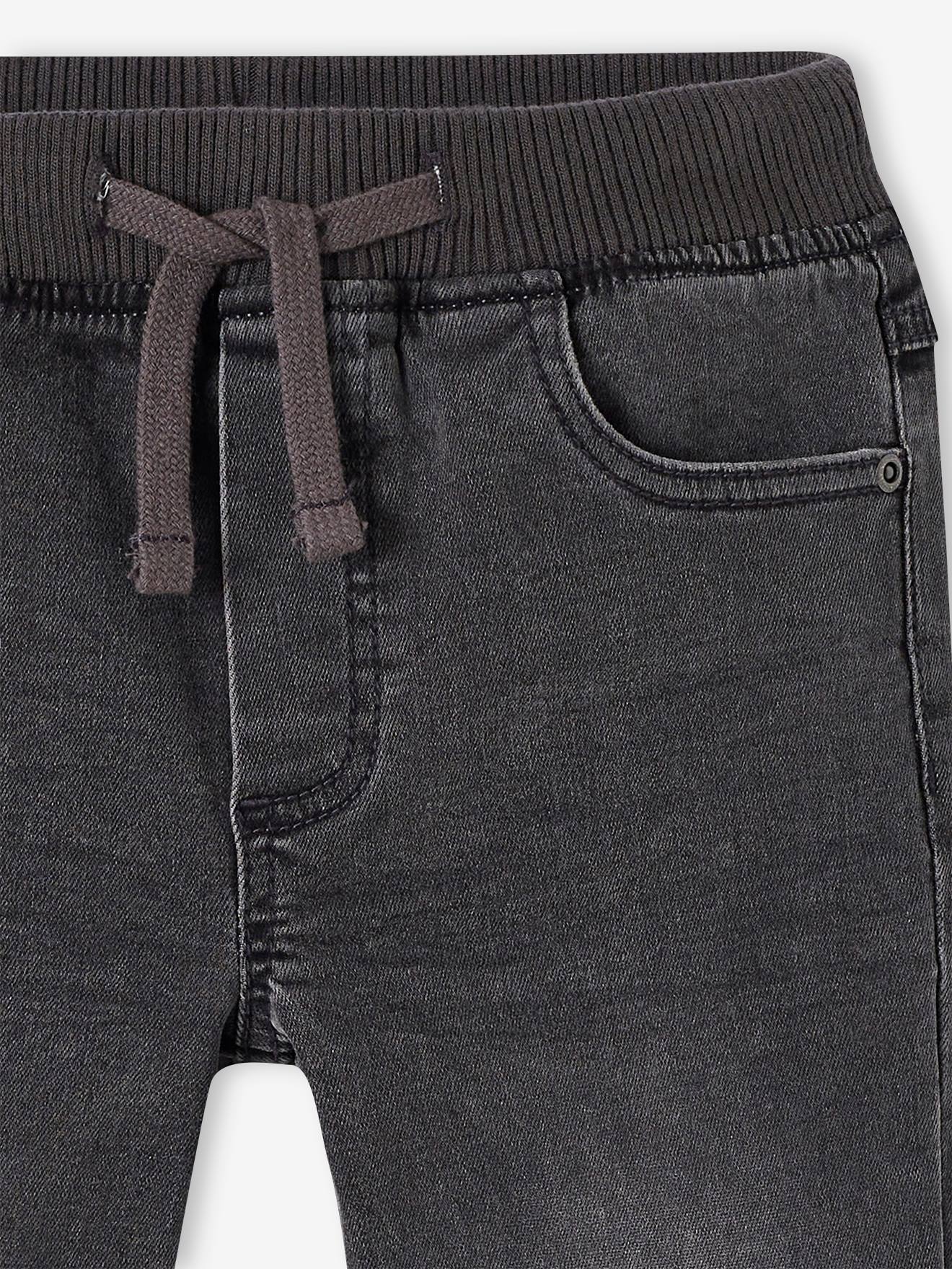 Calça jeans reta indestrutível para meninos (cor pedra)