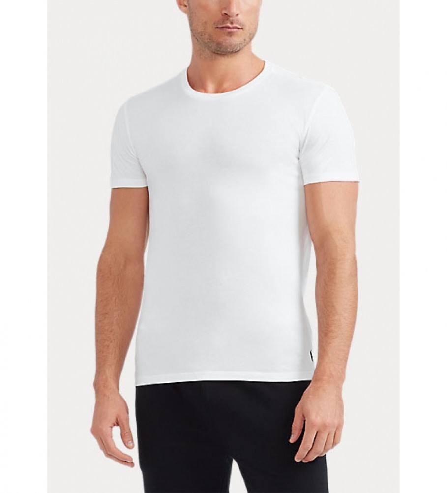 Conjunto de 3 camisetas Ralph Lauren de gola redonda: branca, cinza e preta.
