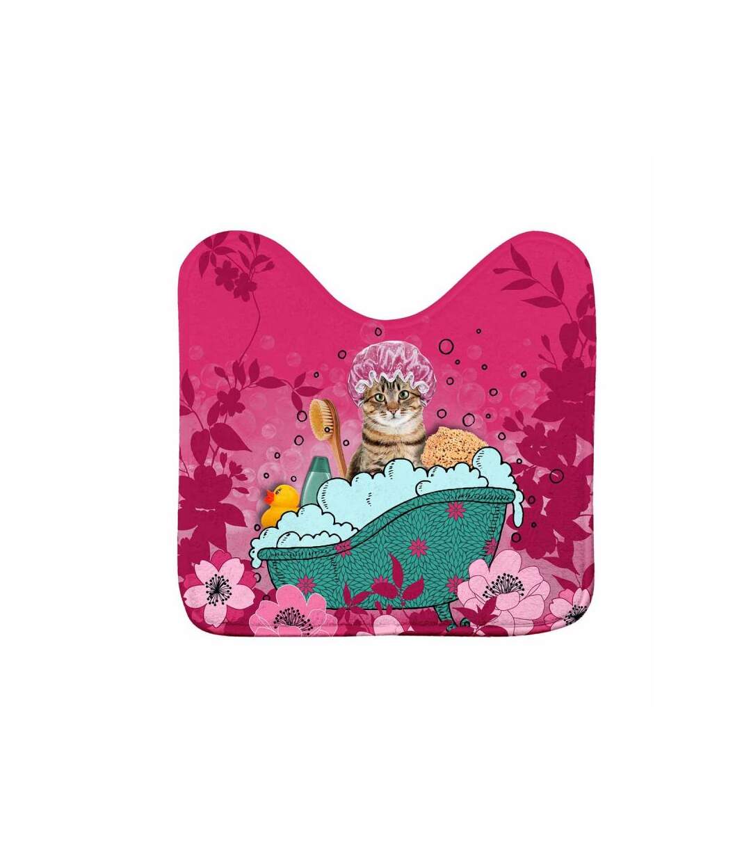 Tapis Contour WC Imprimé Chatibulle 45x45cm Rose