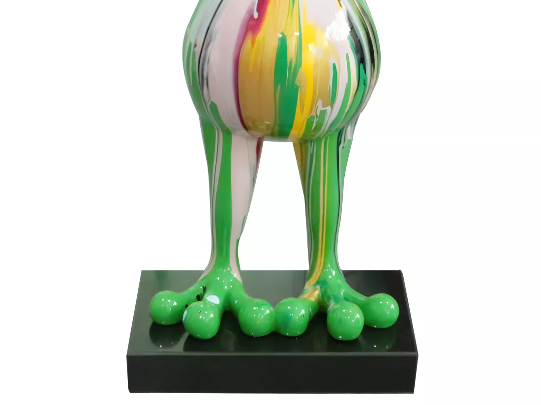 Statue grenouille debout coulures multicolores H68 cm - SAPO DRIPS
