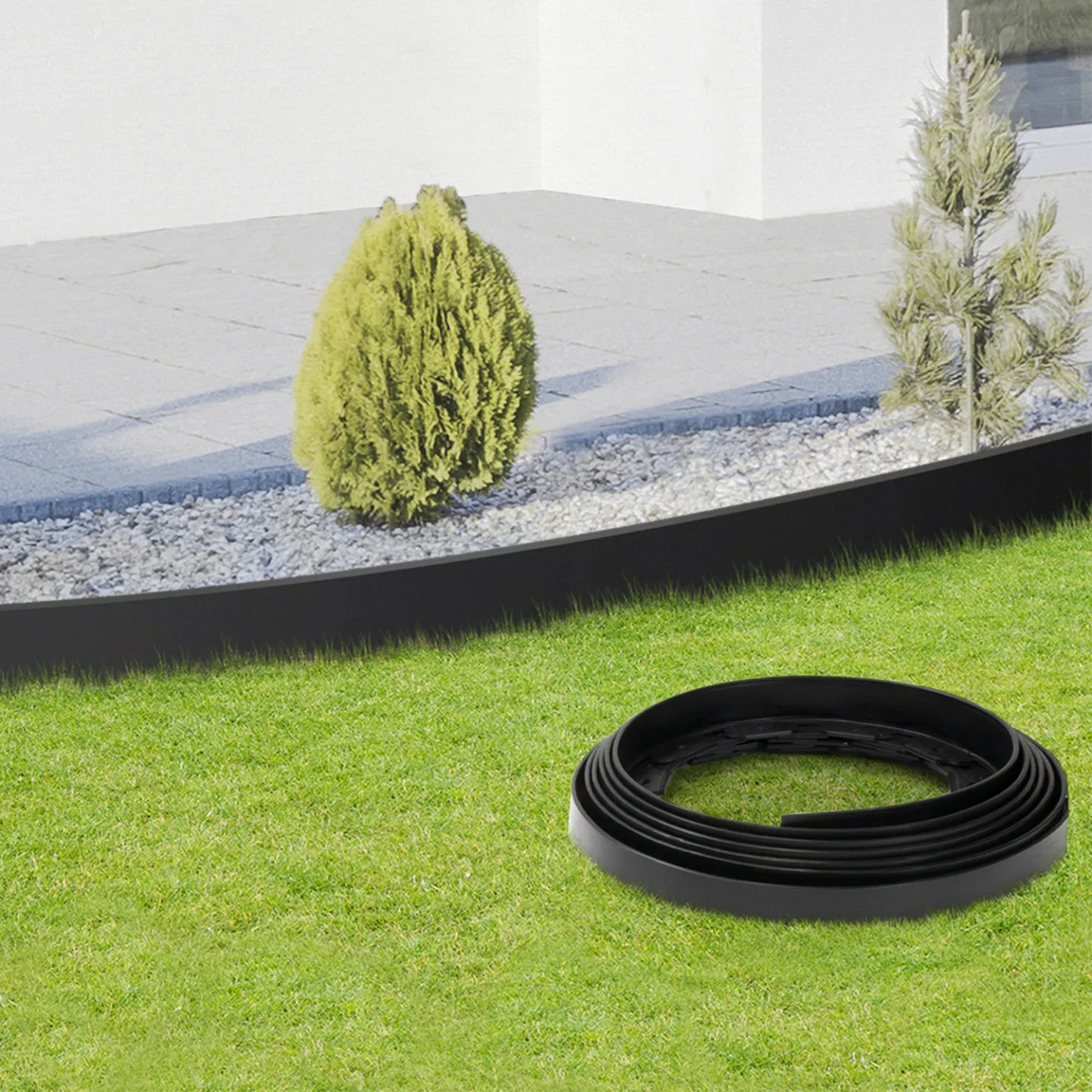 Bordurette de jardin flexible 8 M noire hauteur 12 cm + 24 piquets