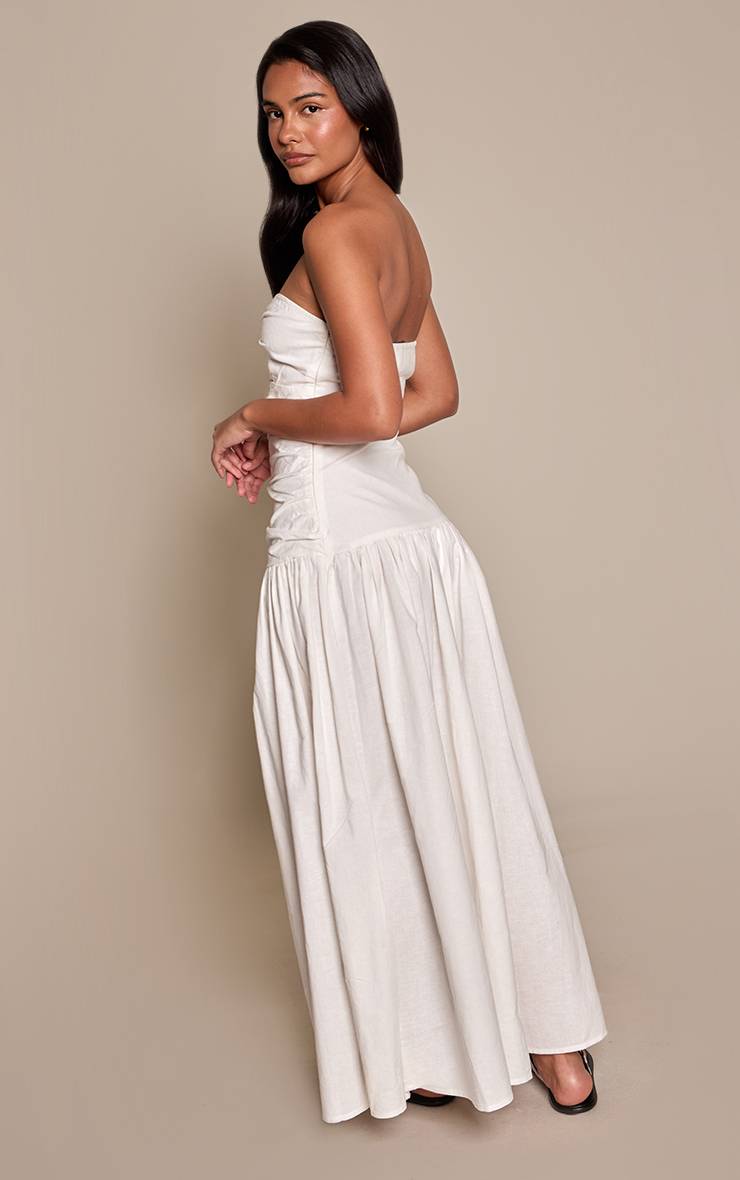 Blanc Robe Maxi Bandeau Aspect Lin Avec Détail Découpe À La Poitrine