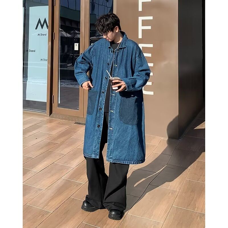 Ateso - Lange denim jas met knoopjes