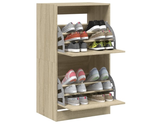 VIDAXL - Armoire à chaussures 2 tiroirs rabattables chêne sonoma