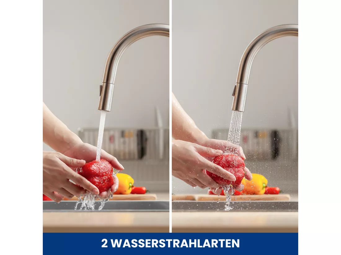 2PCS CECIPA MAX Mitigeur de Cuisine avec Douchette Extractible Robinet de Cuisine avec 2 Types de Jet D'eau Robinet d'évier en Acier Inoxydable Brossé
