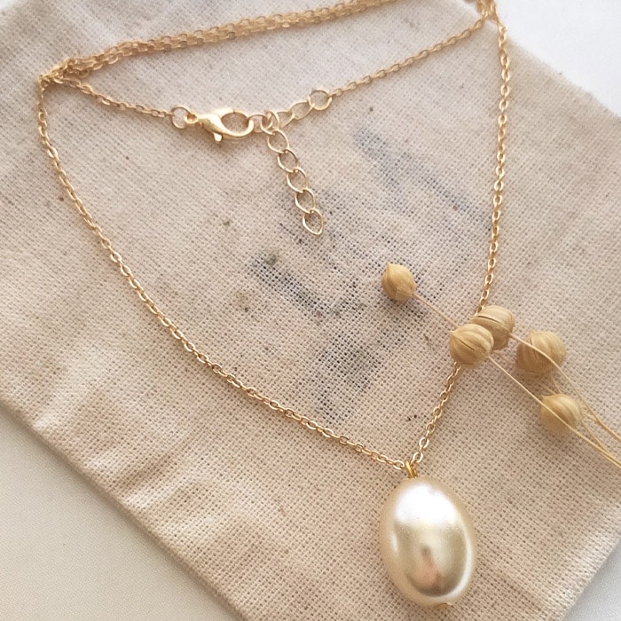 Collier - Laiton plaqué or & perle