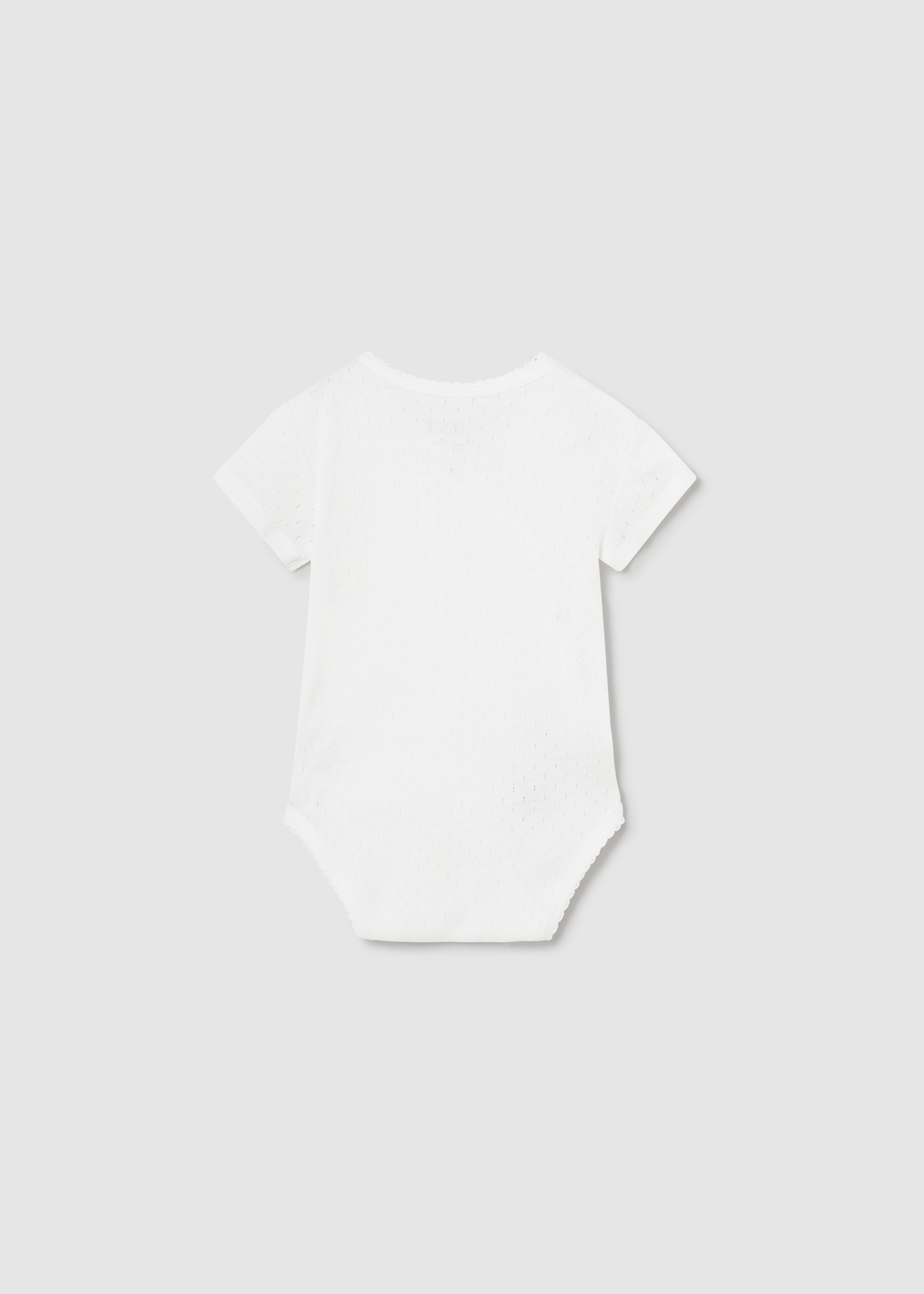 Body de algodão Better Cotton para recém-nascido com detalhes vazados, branco