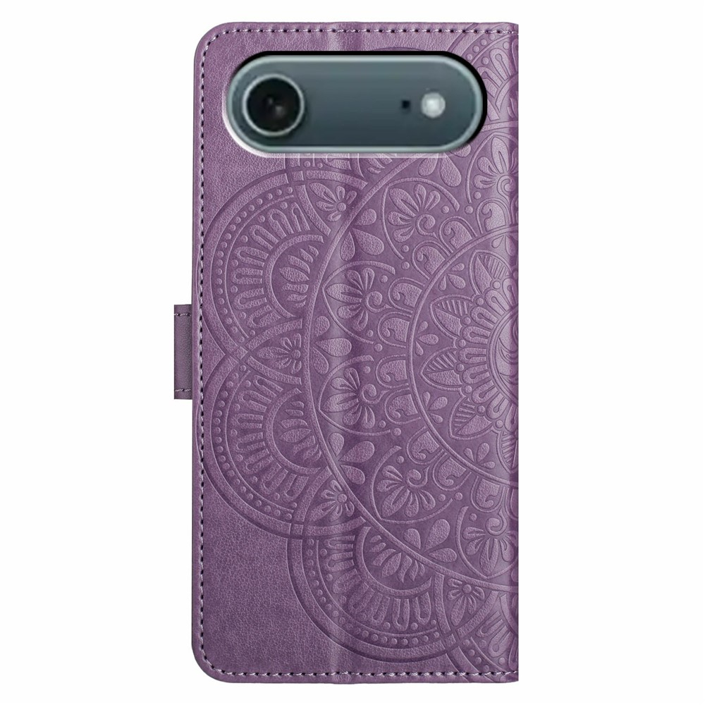 iPhone Air Leder Tasche Wallet - Mandala Flowers Imprint - Lila