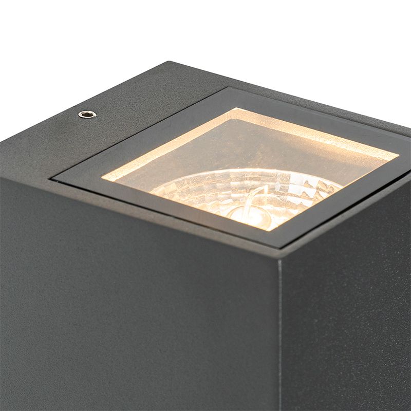 Wandlamp donkergrijs 2-lichts IP44 met bewegingssensor - Baleno