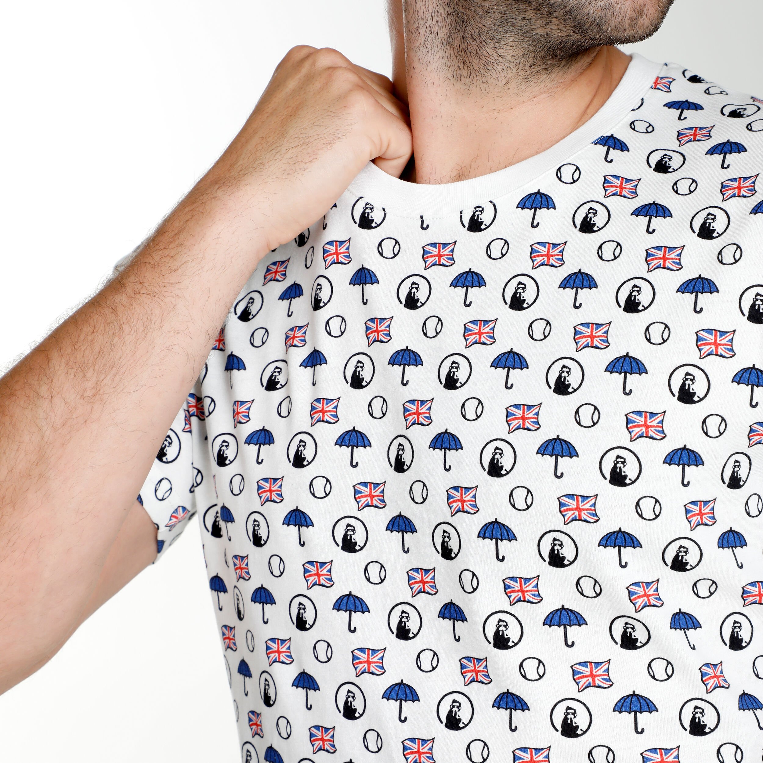 Quiet Please London Statement T-shirt Hommes - Blanc , Multicouleur