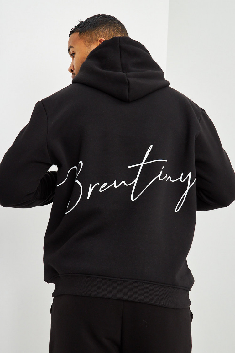 Sweat à capuche noir inscription Brentiny