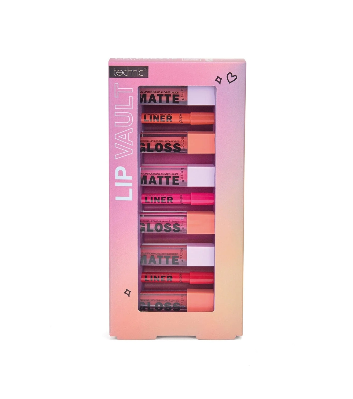 Technic Cosmetics - Conjunto de delineador de lábios + batom Lip Vault