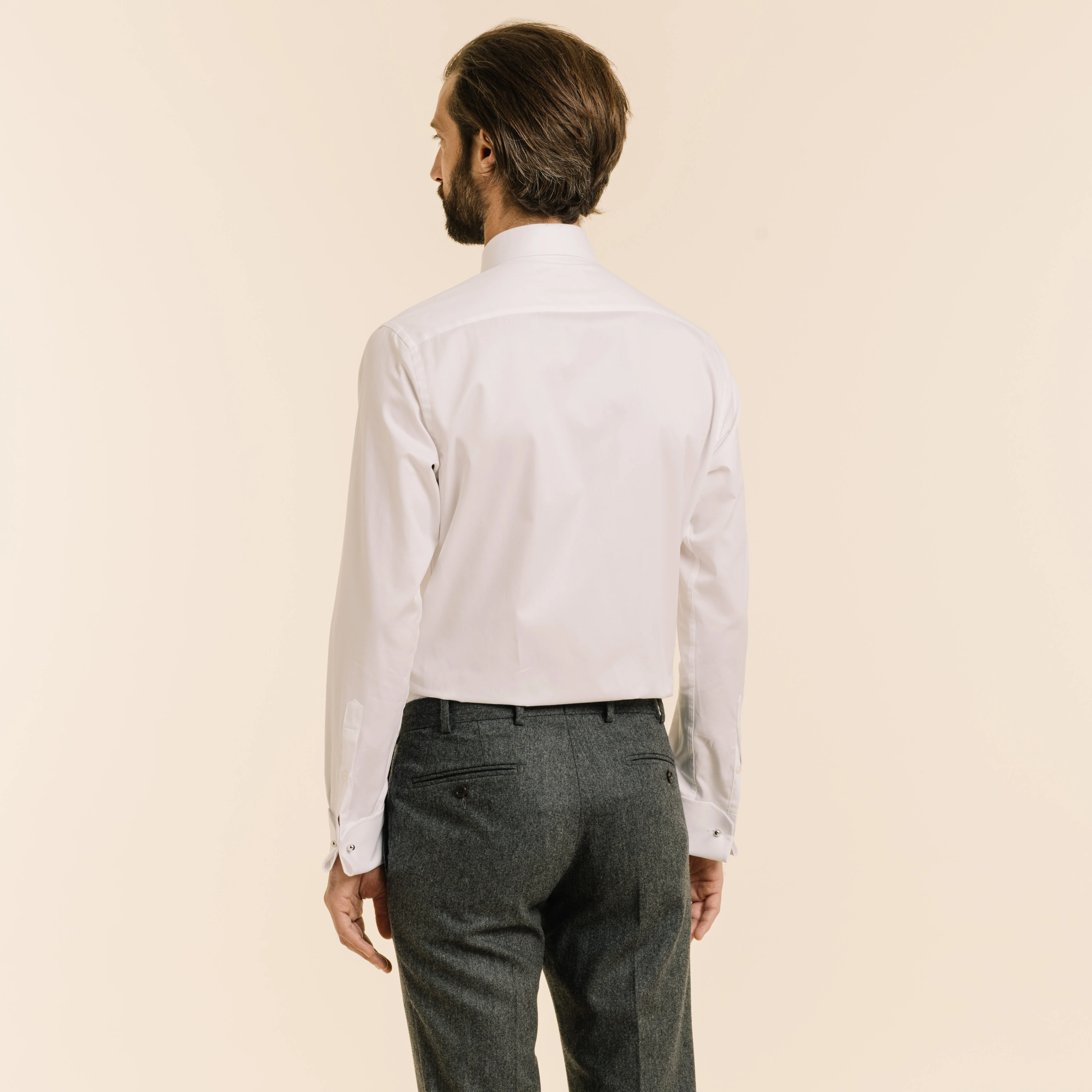 White double-twisted twill shirt with French cuffs