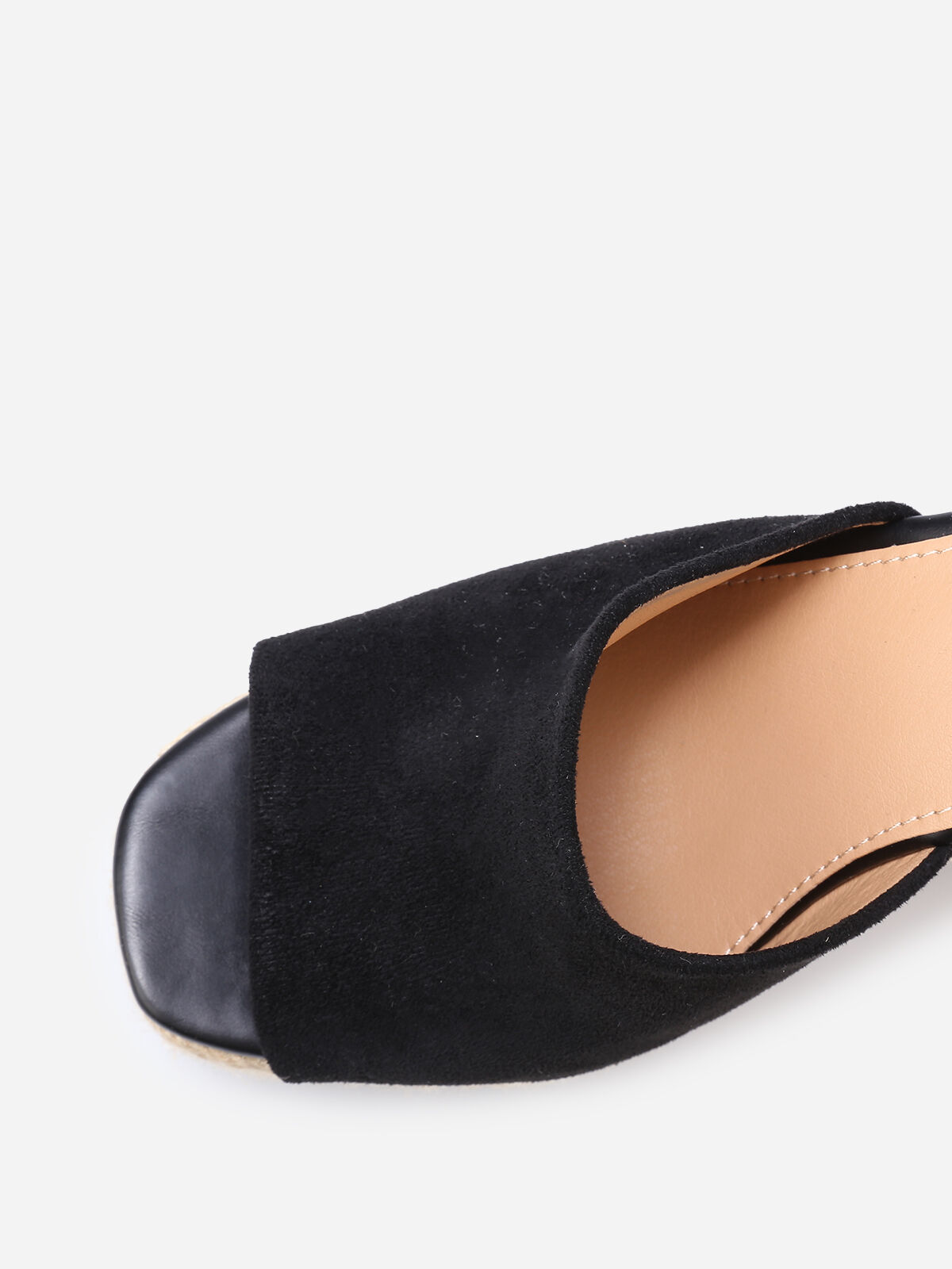 Sandales avec talon compensé en cordage- Noir