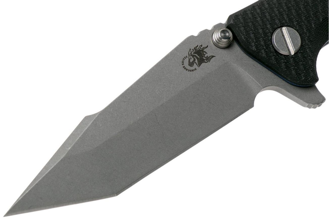 Rick Hinderer Eklipse 3.5” Harpoon Tanto, CPM 20CV, Battle Blue, Black G10 zakmes