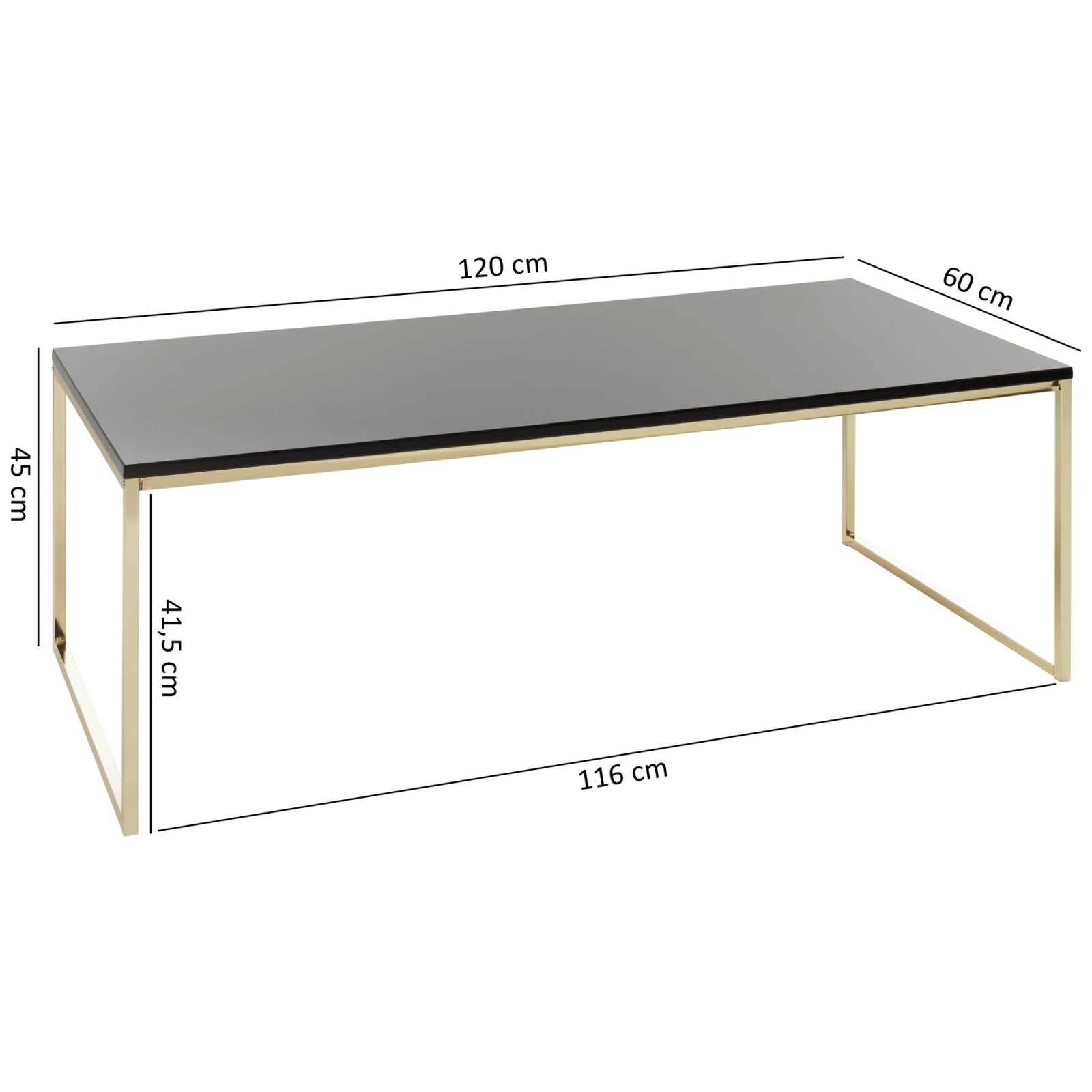Couchtisch - gold-schwarz - 120 cm