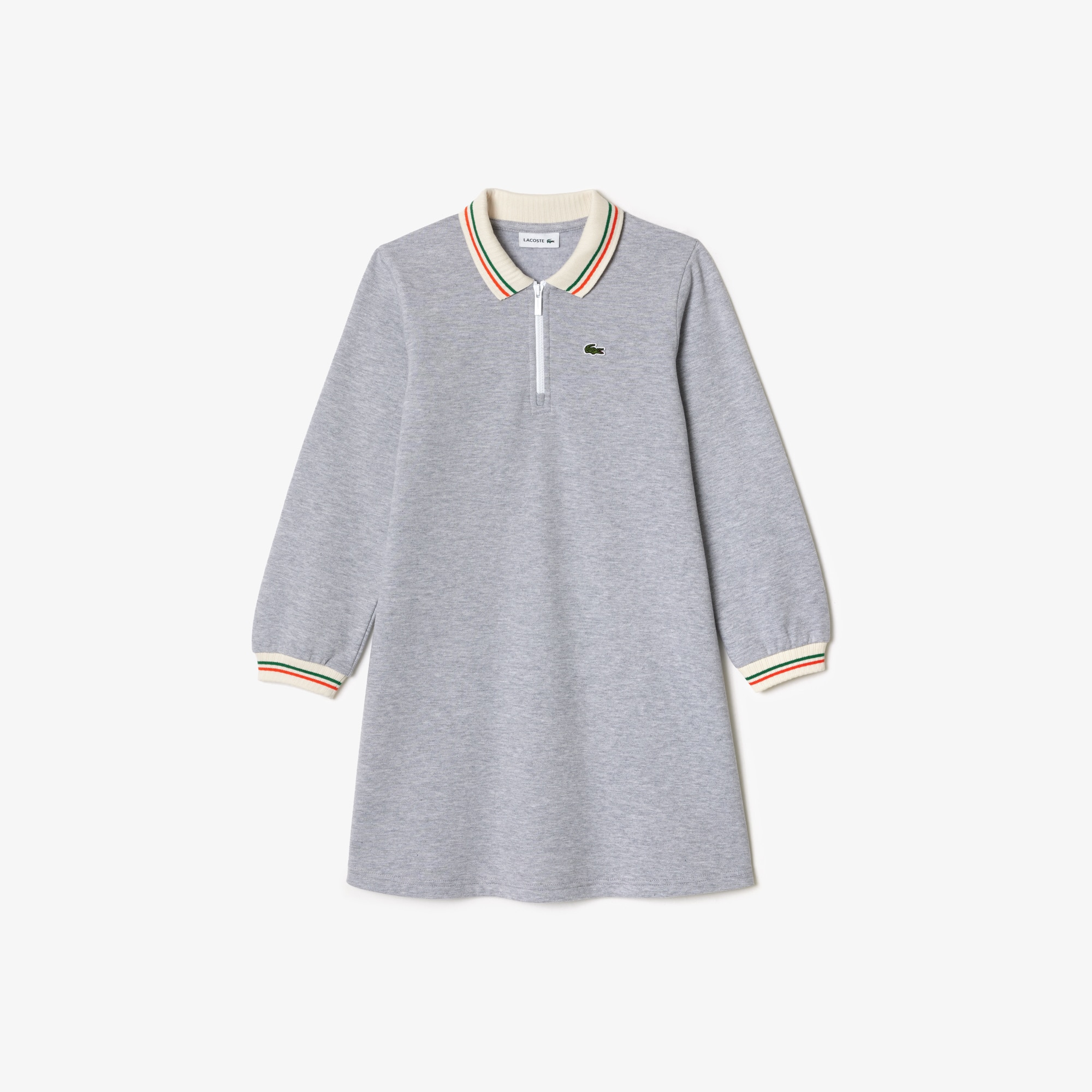 Robe polo avec patte zippée en piqué bouclette Pantalons & Robes - Gris - Lacoste - Fille