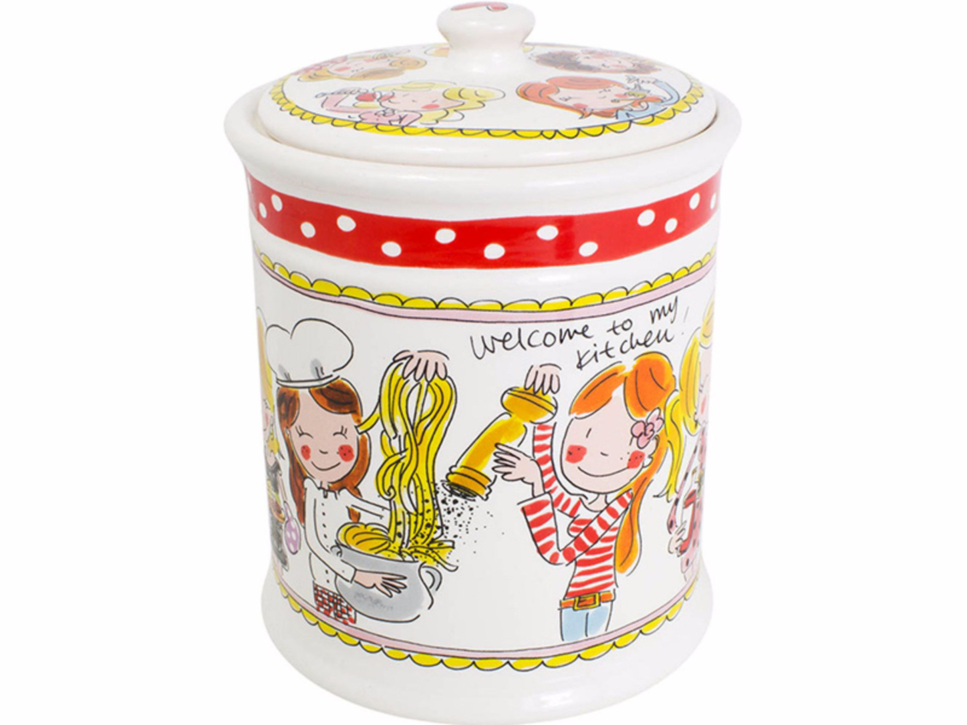 Voorraadpot rond 22.5 cm Rode Rand