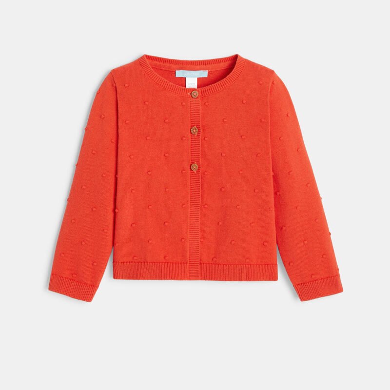 Gilet en maille effet pois rouge bébé fille Rouge