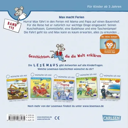 Carlsen Verlag LESEMAUS 113: Max macht Ferien