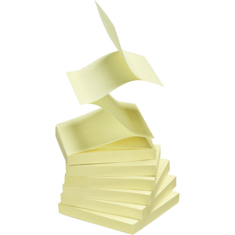 Z-notes repositionnables jaunes Bruneau 75 x 75 mm - bloc de 100 feuilles