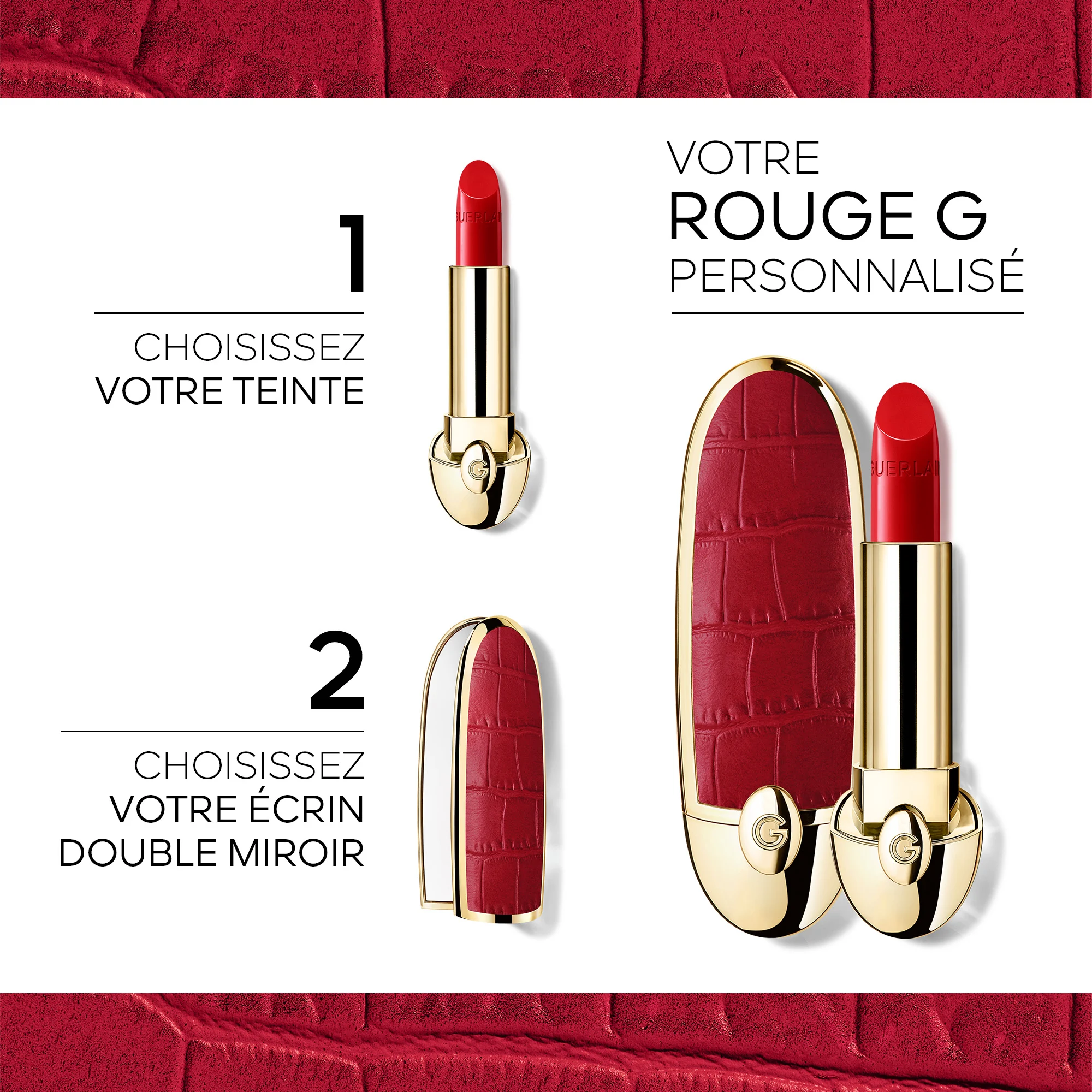 ROUGE G L'écrin bijou double miroir Le rouge à lèvres soin personnalisable |- Le Marbre
