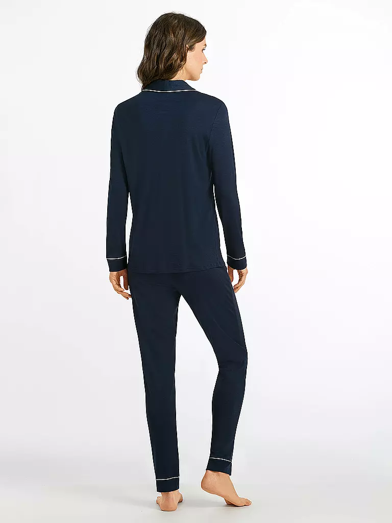 HANRO Pyjama Natural Comfort blau