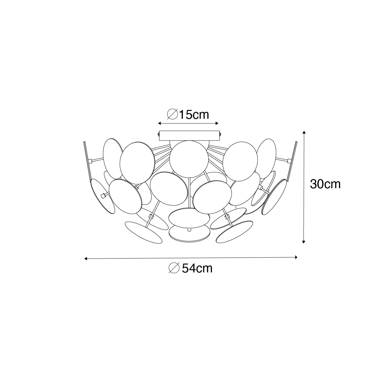 Design plafondlamp zwart met goud 54cm 3-lichts - Cerchio