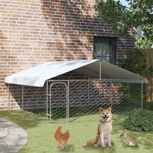 vidaXL Utendørs hundegård med tak 300x300x150 cm