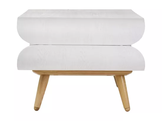 Table basse rectangulaire scandinave blanc et bois clair L118 cm TAKLA