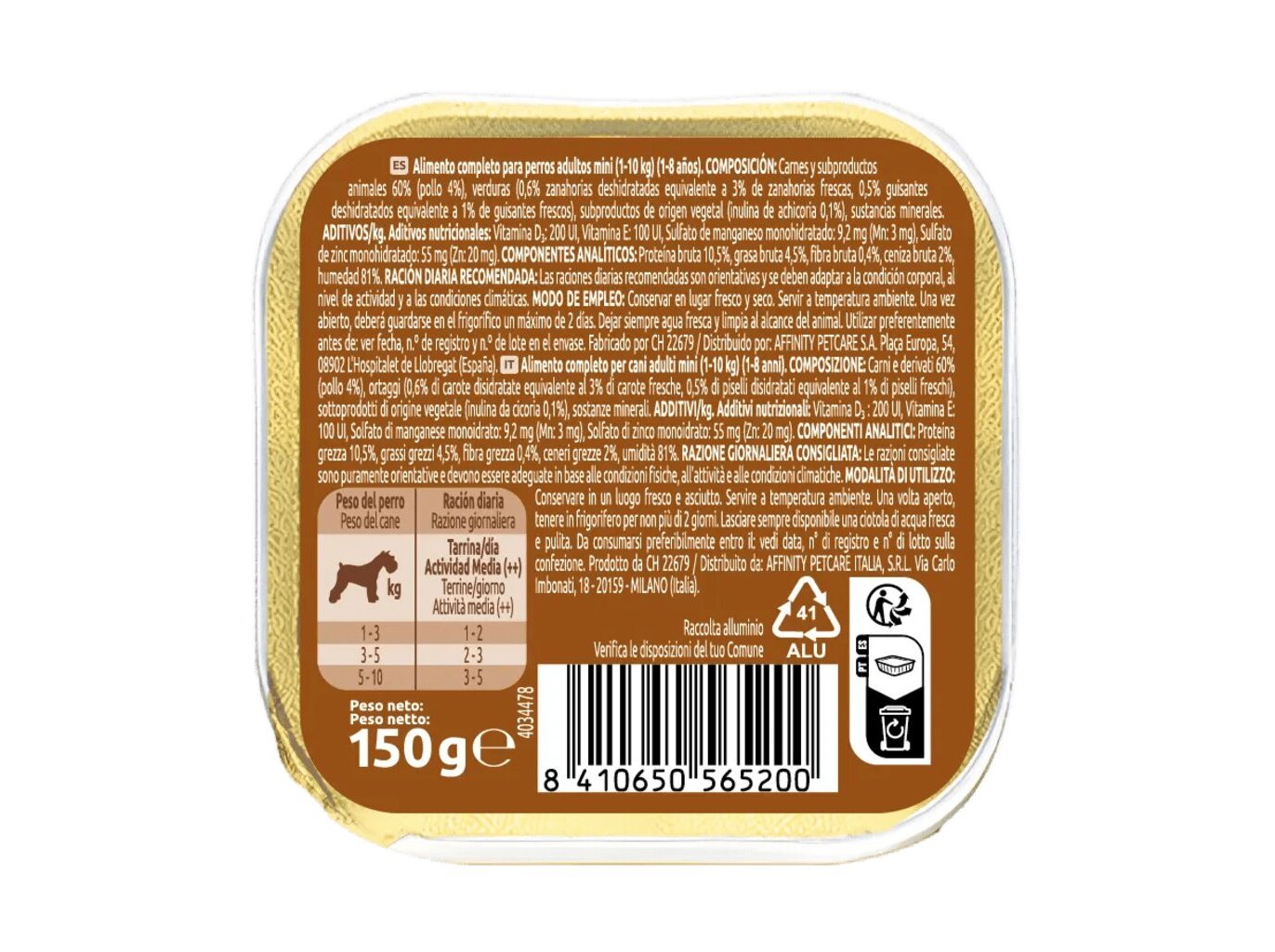 COMIDA HÚMIDA PARA CÃO ULTIMA MINI FIT&DELICIOUS FRANGO 150G