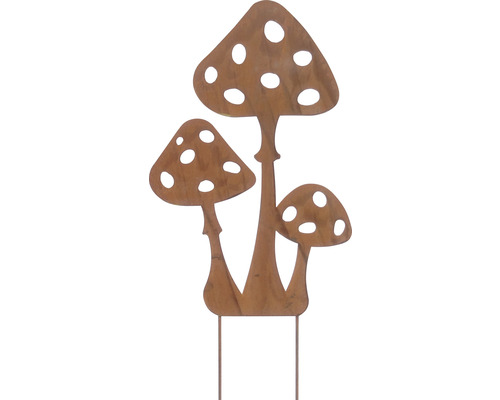 Decoratieve paddenstoelstok, 60 cm hoog, metaal, bruin
