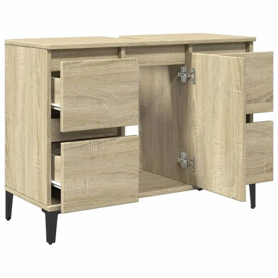vidaXL - Wastafelonderkast met 1 deur 4 lades - Sonoma eiken - 80x33x60 cm
