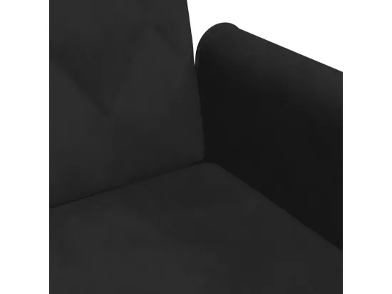 Canapé-lit à 2 places et oreillers et repose-pied noir velours