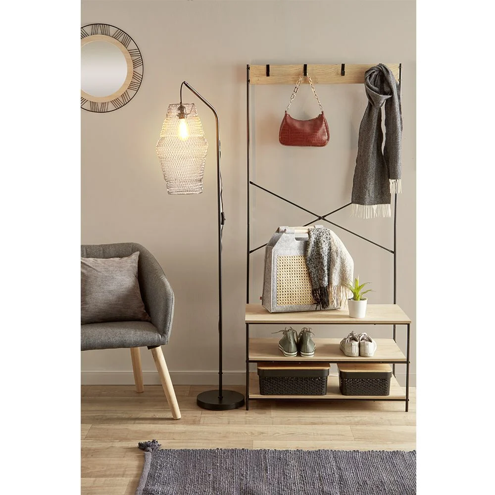 Lampadaire avec suspension filaire métal noir
