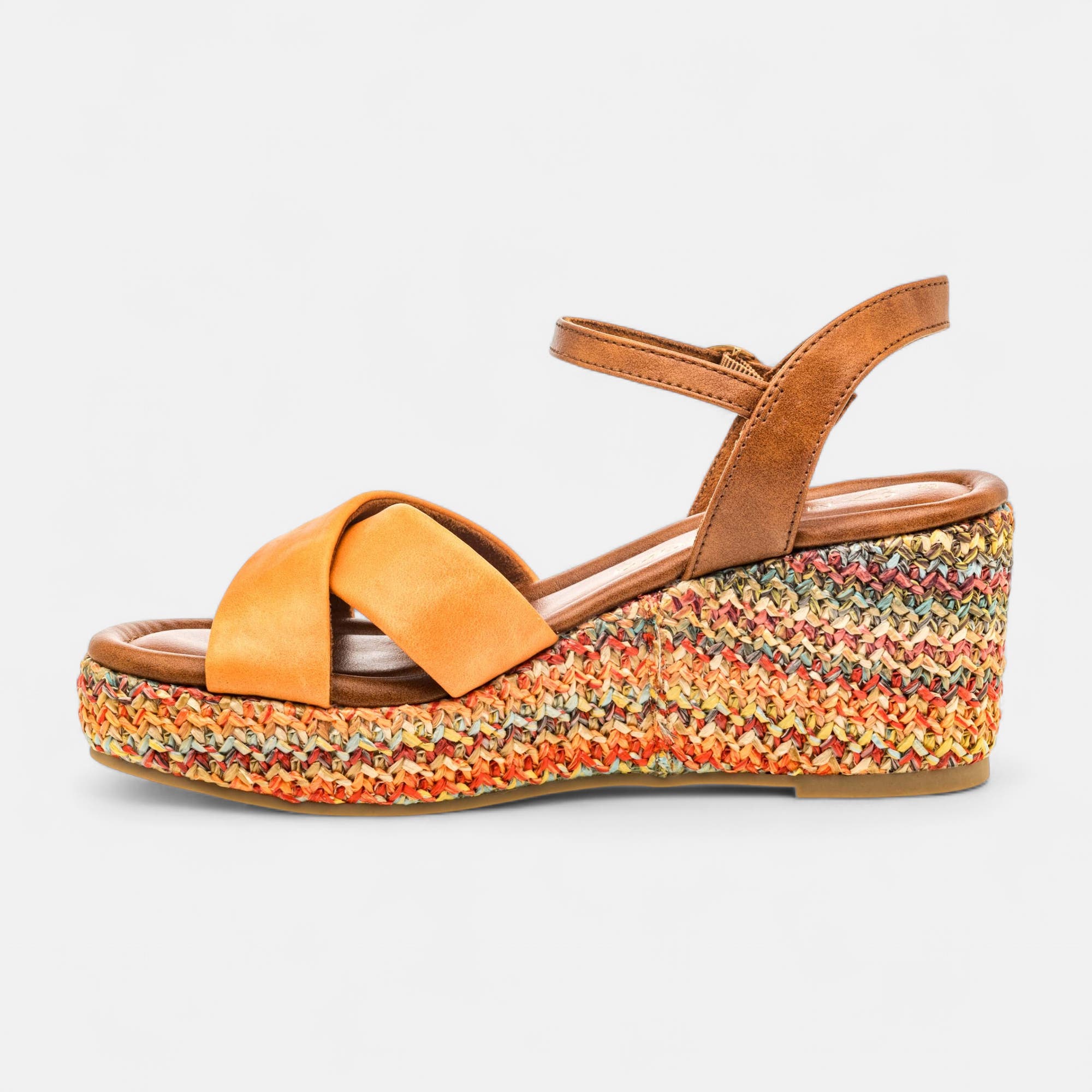 Nu-pieds à talon compensé Femme orange