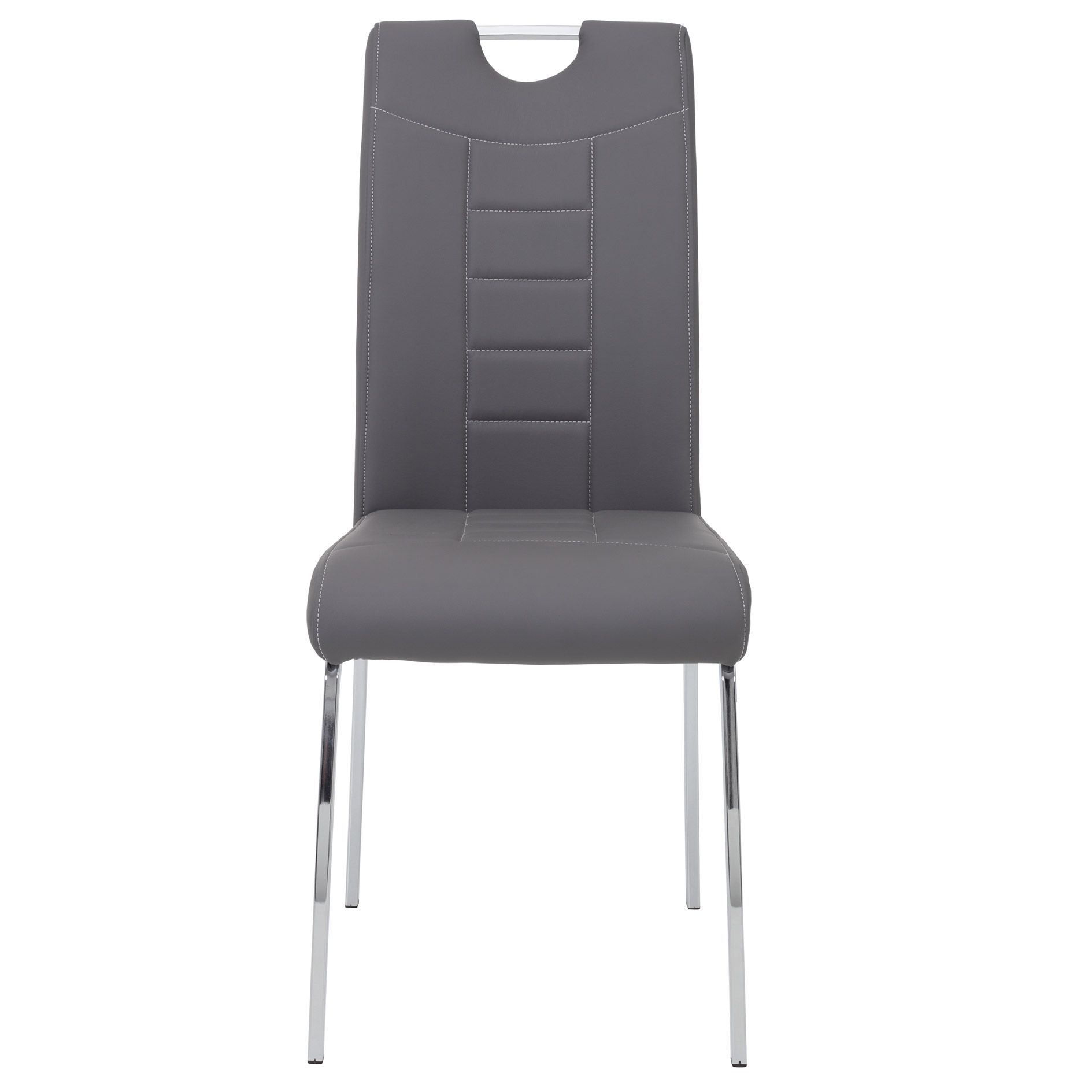 2er-Set Polsterstühle - grau-chromfarben - Kunstleder