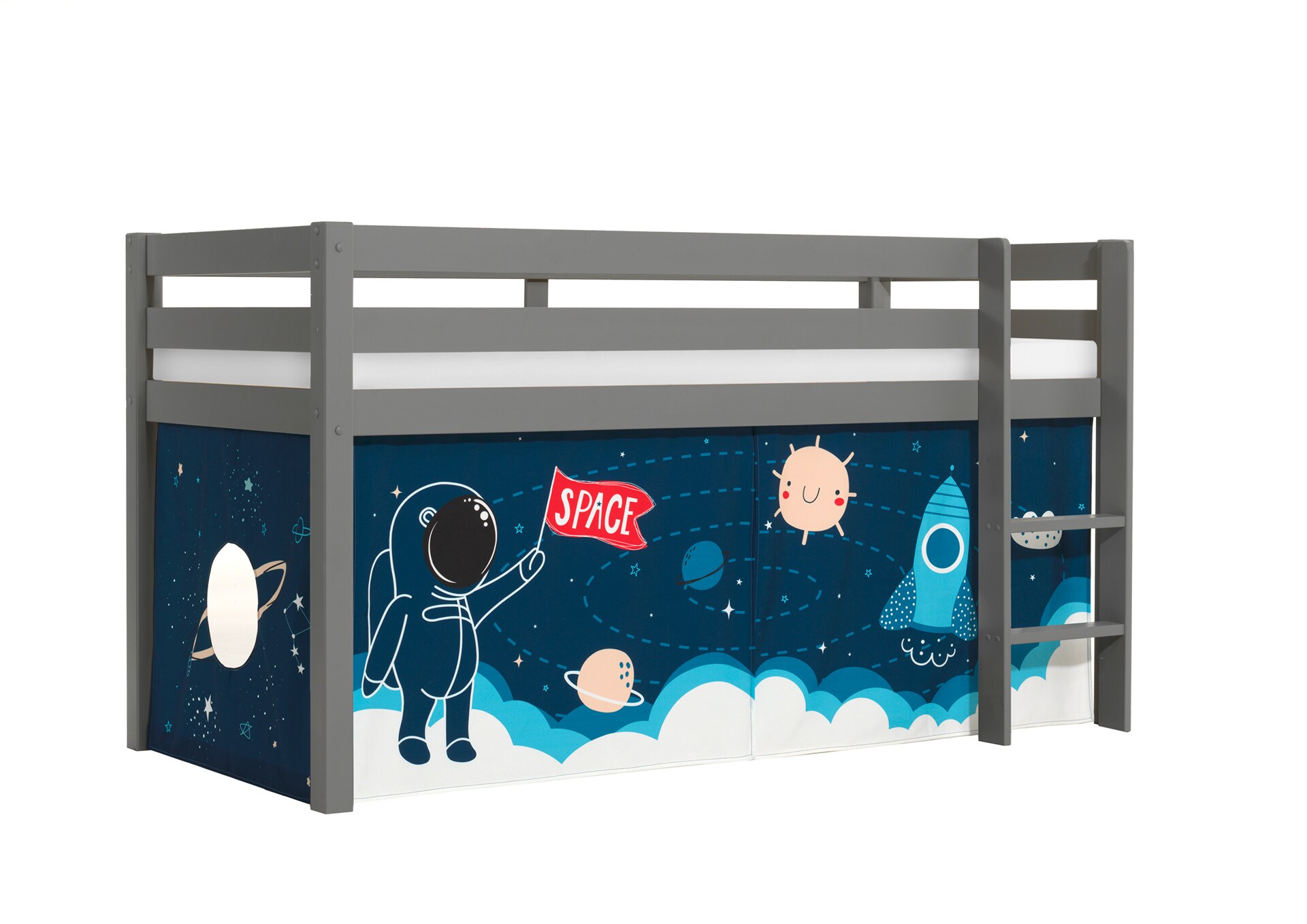 Halbhohes Bett PINO, mit Textilset 