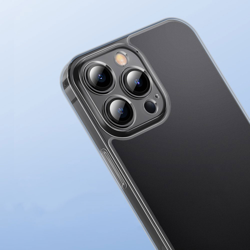 iPhone 13 Pro Hybrid Hülle Frosted Glass TPU Bumper   Acryl Rückseite   Kameraschutz - Grau (Matt)