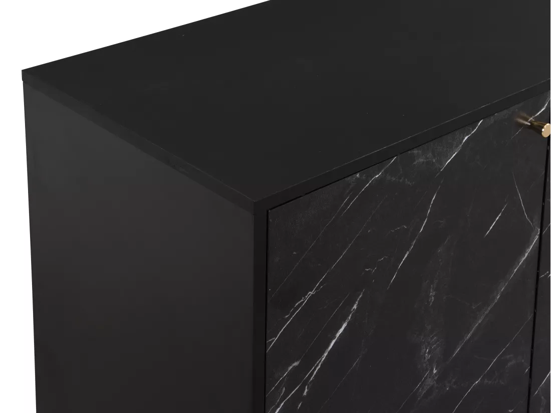 Buffet avec 4 portes en MDF et métal - Effet marbre noir et doré - CIEMILA de Pascal Morabito