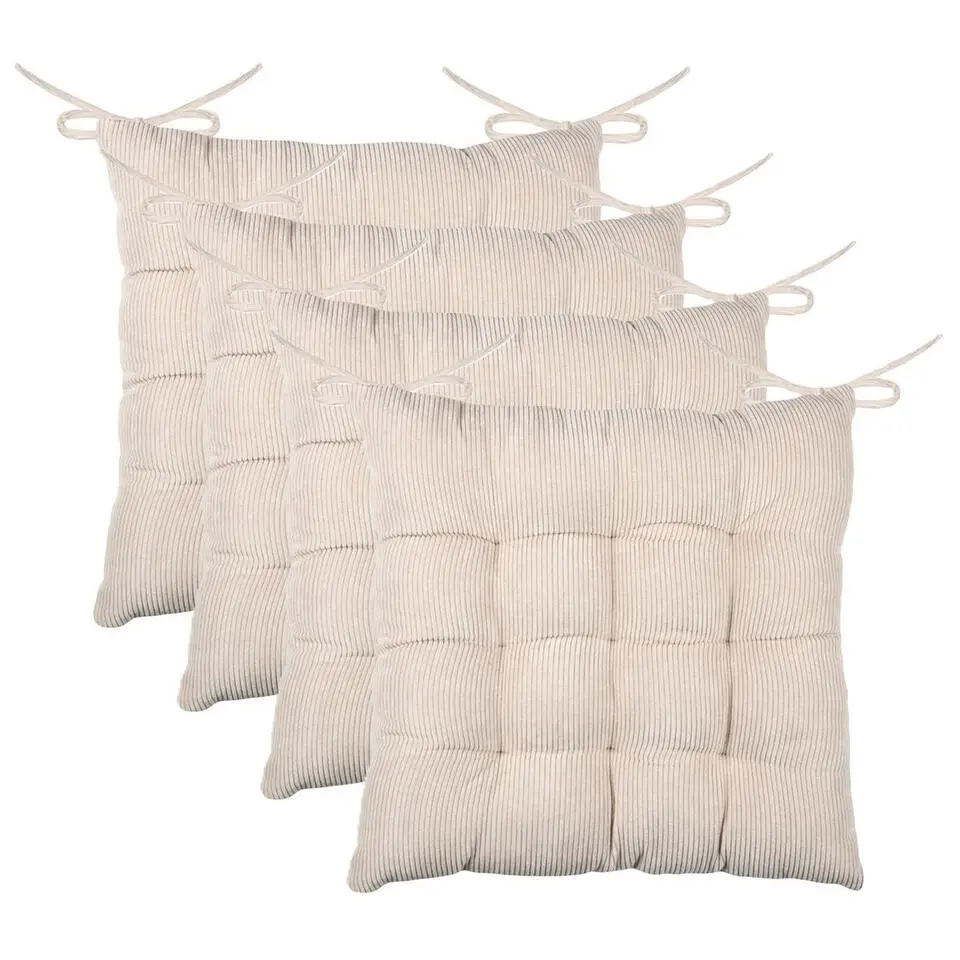Stof Textile stoelkussen - creme beige - 38 x 38 x 5 cm