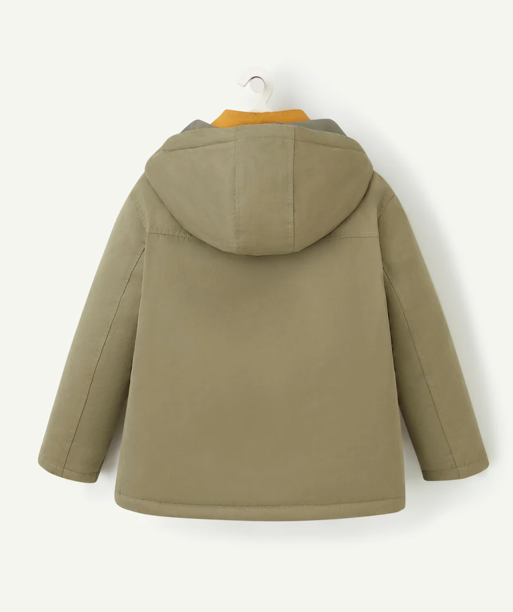 PARKA 3 EN 1 GARÇON EN REMBOURRAGE RECYCLÉ VERTE ET OCRE