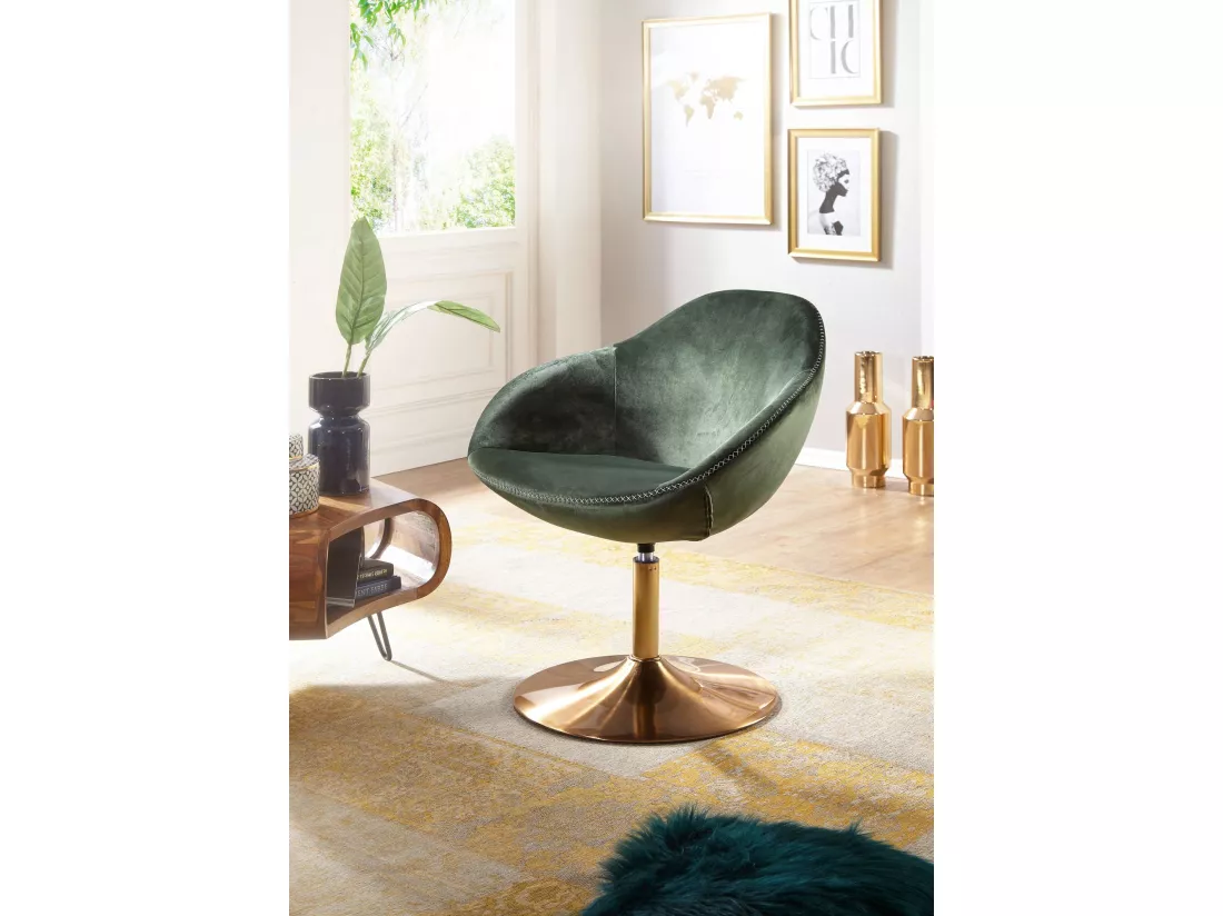 Fauteuil Club Pivotant en Velours 70x79x70 cm Confortable et Moderne - Charge Max 120 kg