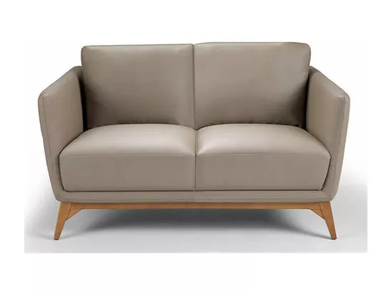 Canapé 2 places contemporain cuir capitonné et bois noyer Kila-Couleur Aqua 75 Gris anthracite