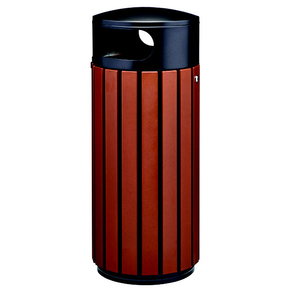 Corbeille à poser ou à fixer zeno alu- 80l - lattes aluminium effet corten / tête gris manganese
