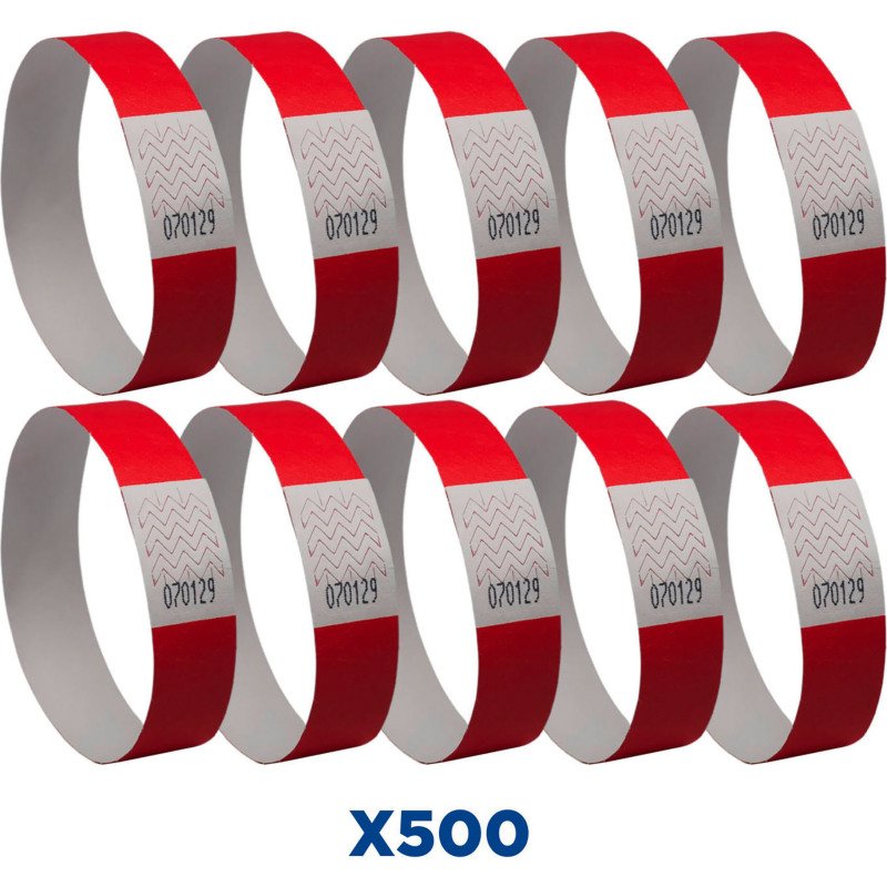 Bracelet papier Tyvek largeur 19 mm Avery rouge fluo -Lot 500