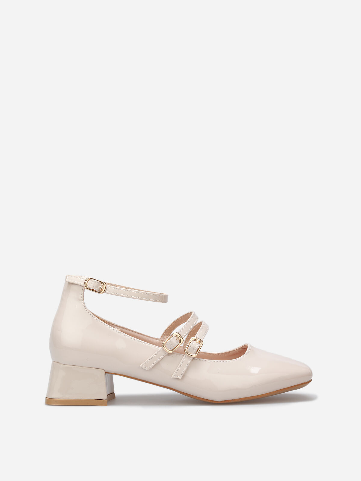 Babies vernies à multiple brides- Beige