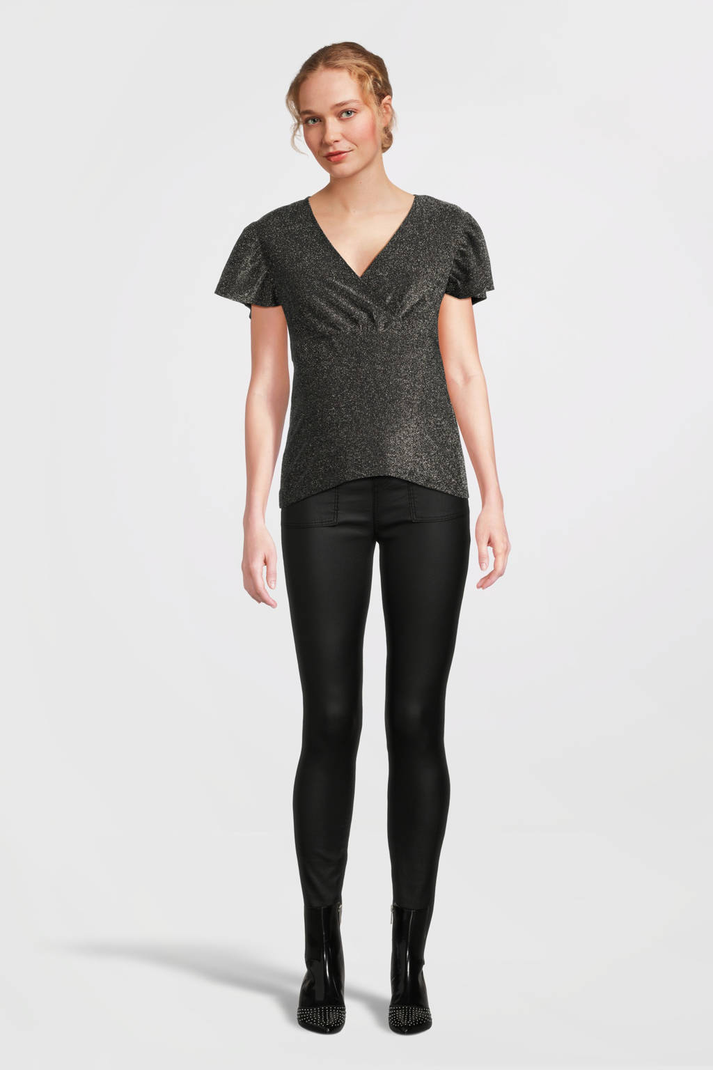 MAMALICIOUS voedings- en zwangerschapstop met glitters MLGLAM grijs